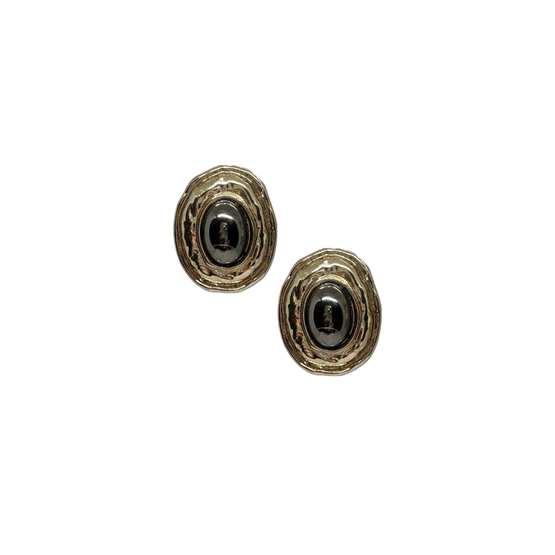 Oval Black Gold Earrings