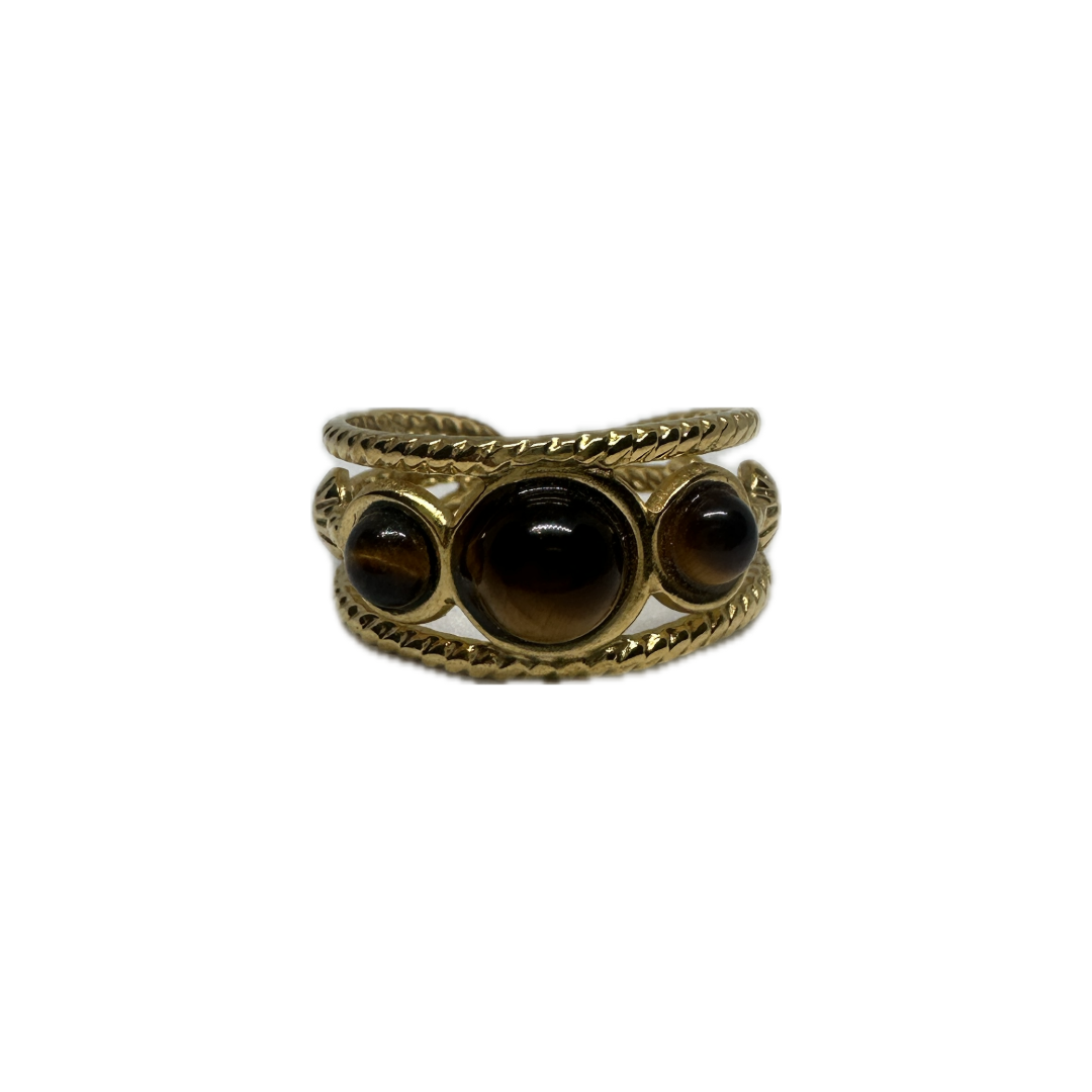 Brown Colour Stone Detailed Gold Ring