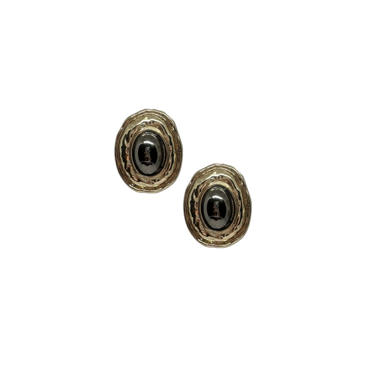 Oval Black Gold Earrings
