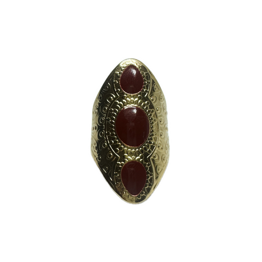 Red Detailed Gold Ring