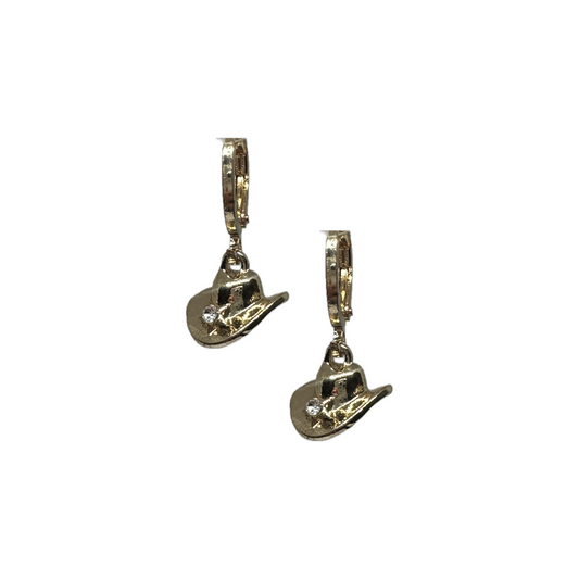 Minimal Cowboy Hat Gold Earrings