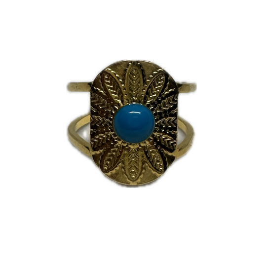 Blue Detailed Floral Ring