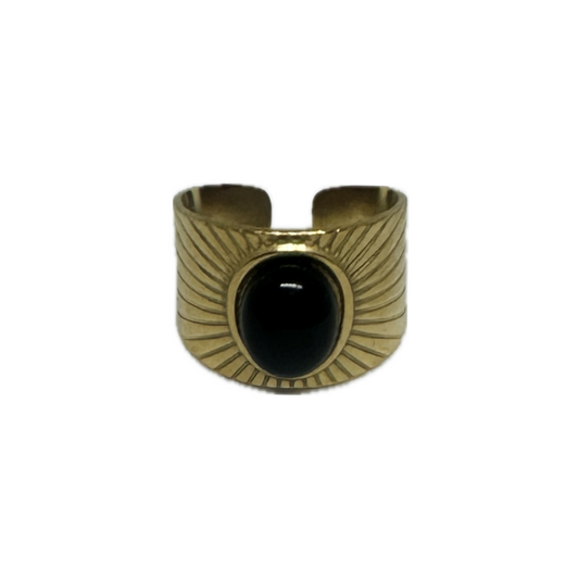 Black Stone Gold Ring