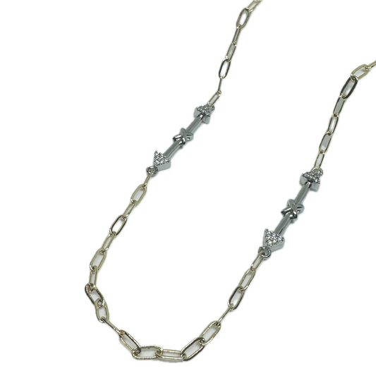 Long Gold And Silver Arrow Necklace