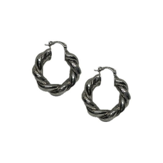 Silver Auger Hoop Earrings