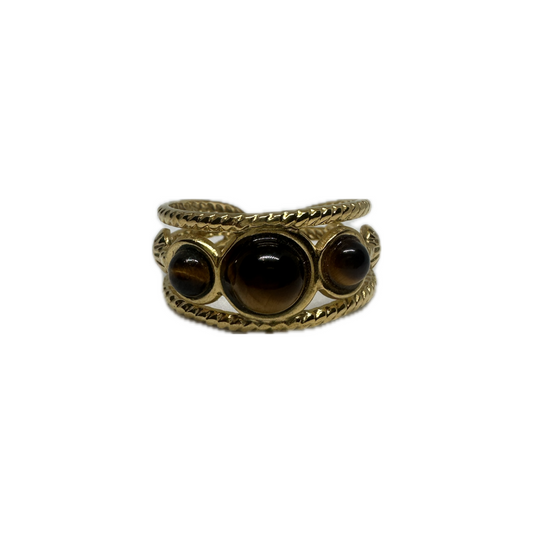Brown Colour Stone Detailed Gold Ring