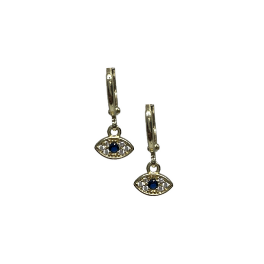 Minimal Evil Eye Gold Earring