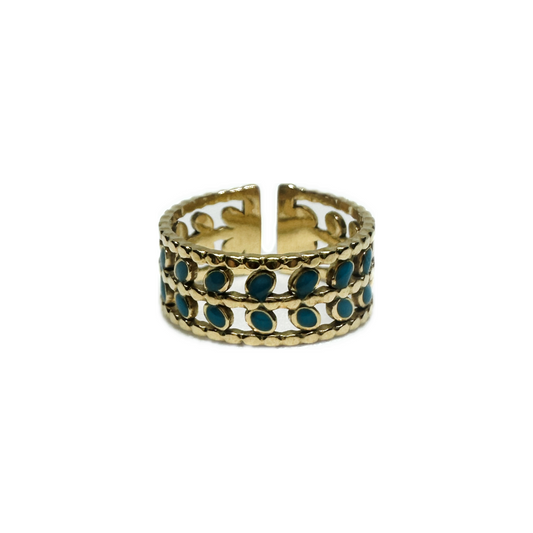 Blue Drop Patterned Gold Ring