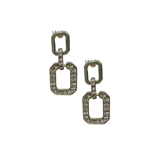 Square Stone Gold Earrings