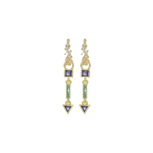 Geometric Coloured Stone Earrings
