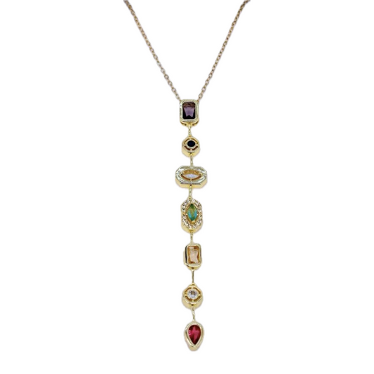 Colourful Geometric Stone Y Necklace