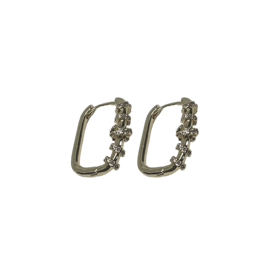 Gold Stone Oval Earrings