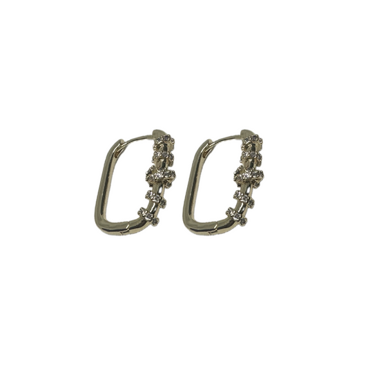 Gold Stone Oval Earrings