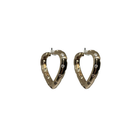Gold Heart Earring With Stone