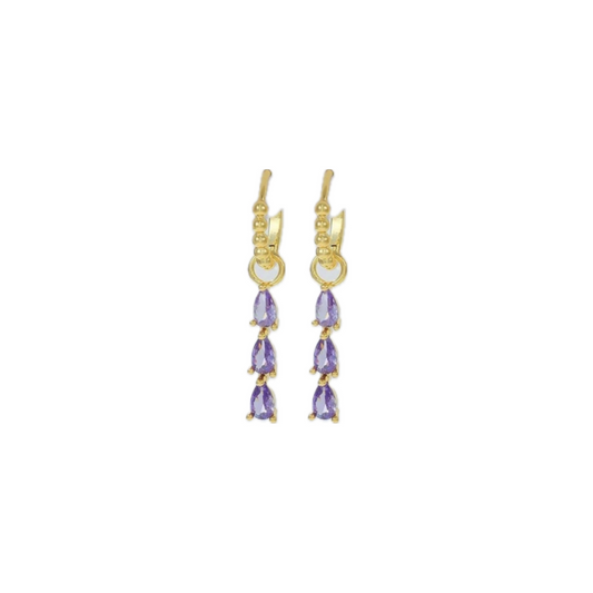Purple Stone Gold Earrings